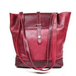 Auth Vtg Cartier Bordeaux Burgundy Two Tone Tank Must Bucket Shoulder Tote Bag